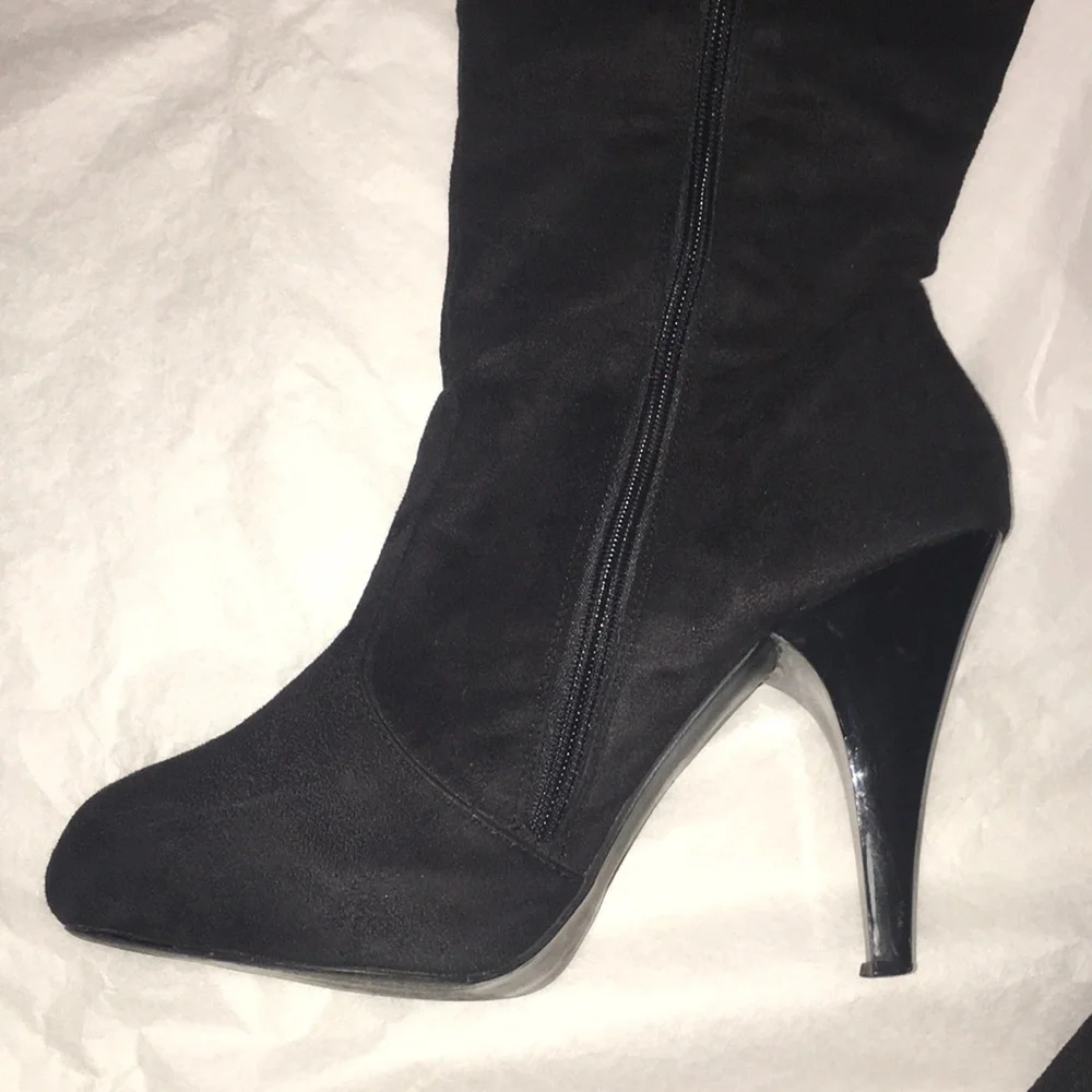 Anna Michelle Stiletto soft black almond toe zip over the knee cuff boot 29 EUC - Picture 11 of 17